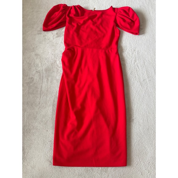 Alexia Admor Women's Small Draped Shoulder Sheath Midi Dress‎ Red Formal Office - Picture 1 of 7